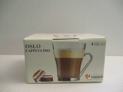 New Set of 4 Fidenza by Bormioli Rocco Oslo Cappuccino Coffee Espresso Cups New