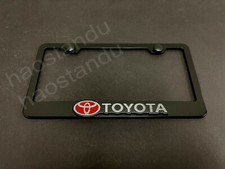 1xToyota con logotipo 3D emblema insignia NEGRO acero inoxidable marco de matrícula LIBRE DE ÓXIDO