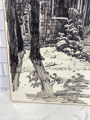 Art Marker Pen Black White House Woods 15.50 in x 12 in - Picture 8 of 10