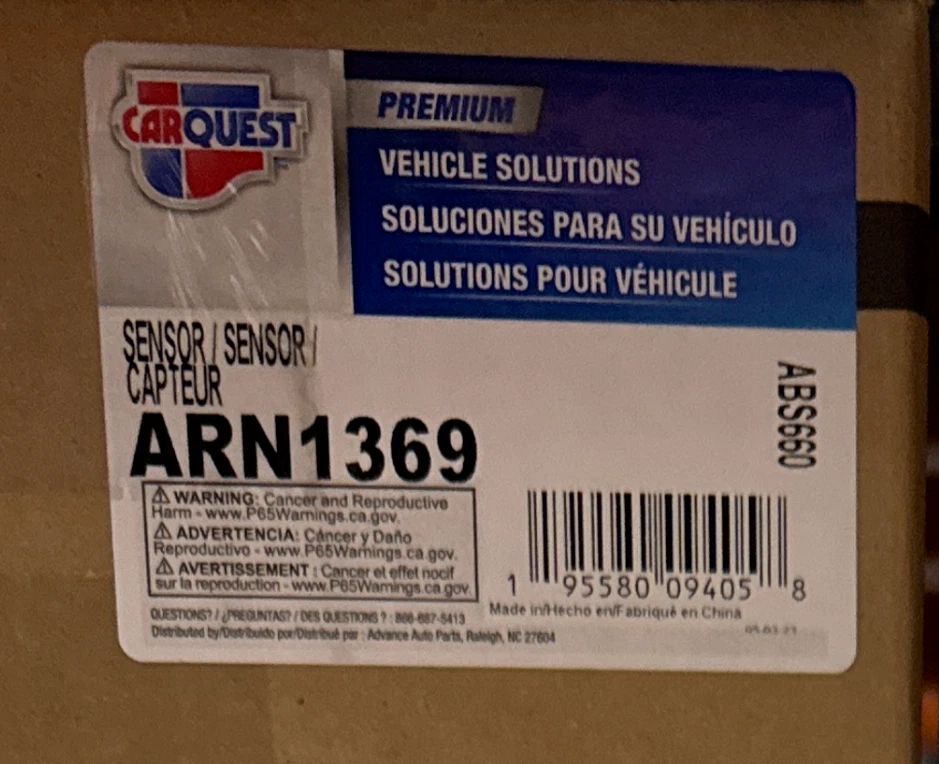 Sensor de velocidad de rueda ABS CARQUEST ARN1369 para Chevrolet GMC Oldsmobile Mdls seleccionado Foto 2 de 2