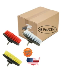 48 Pcs Carpet Mat 5" Round Brush w/Power Drill Attachment (Soft, Medium, Heavy)