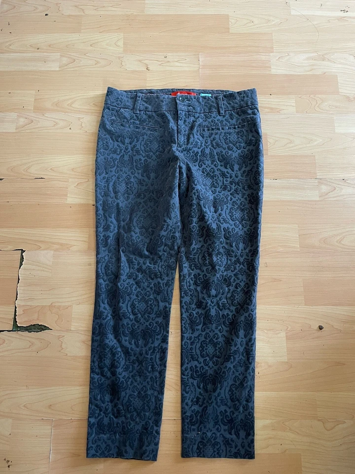 CARTONNIER ANTHROPOLOGIE Charlie Ankle Velvet Pants Size 10 Floral Texture W26