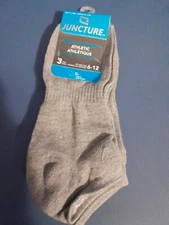 Men's JUNCTURE 3 PAIR Gray Athletic Low Cut Socks Size 6-12 - NEW