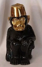 Z GALLERIE COIN BANK MONKEY, CERMIC BLACK & GOLD 14.5" TALL, RARE FIND, EUC