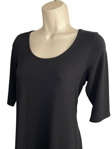 Eileen Fisher Size S Viscose Mini Dress Long A Line Top Elbow Sleeve Black - Picture 3 of 9