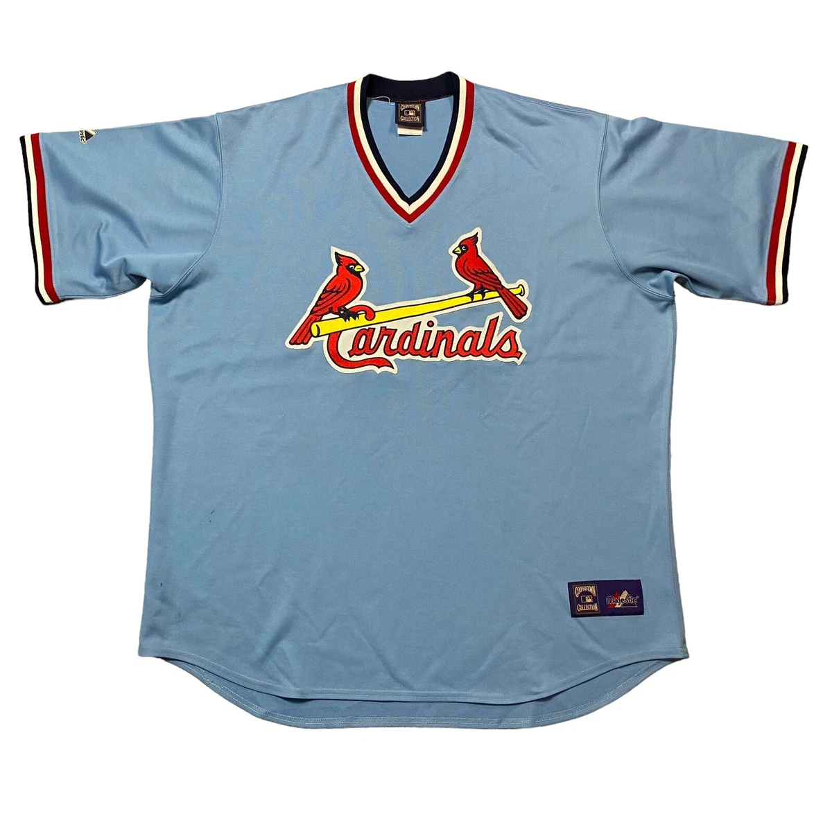 ST LOUIS CARDINALS COOPERSTOWN BLUE JERSEY NEW W TAGS MAJESTIC