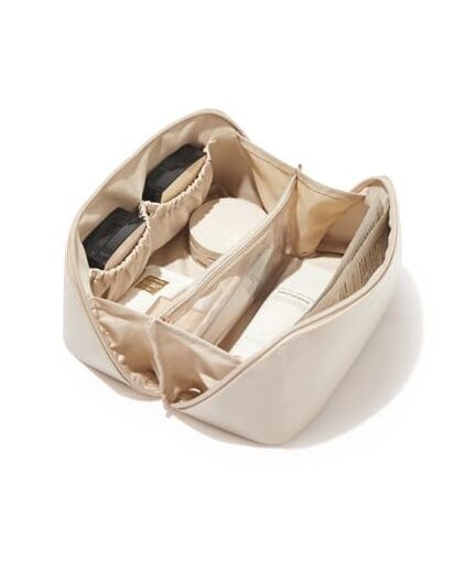 Large Capacity Travel Makeup Bag in Medium AB-Beige