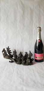 12" BRONZE CHINESE FOLK FENGSHUI STATUE EIGHT IMMORTALS CROSSING THE SEA.