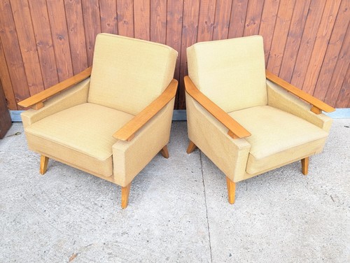 60er Vintage Poltrona Retrò 2x Easy Sedia Danish 60s Ufficio Medio Secolo G - Foto 9 di 21