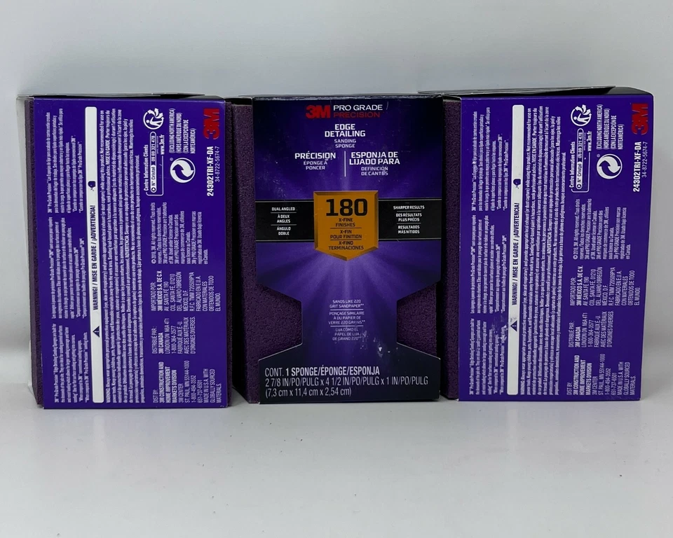 3M 24302TRI-XF-DA 180-Grit Dual Angle Sanding Sponge 4-1/2 Lx2-7/8 W in.(3pck) - Image 2 of 4
