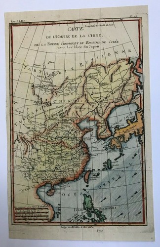 CHINA KOREA JAPAN 1780 RIGOBERT BONNE ANTIQUE MAP IN COLORS 18e CENTURY - Picture 2 of 7