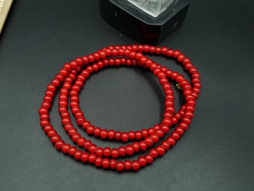 6 mm Antique Venetian White Heart Trade Beads long strand necklace - Picture 7 of 13