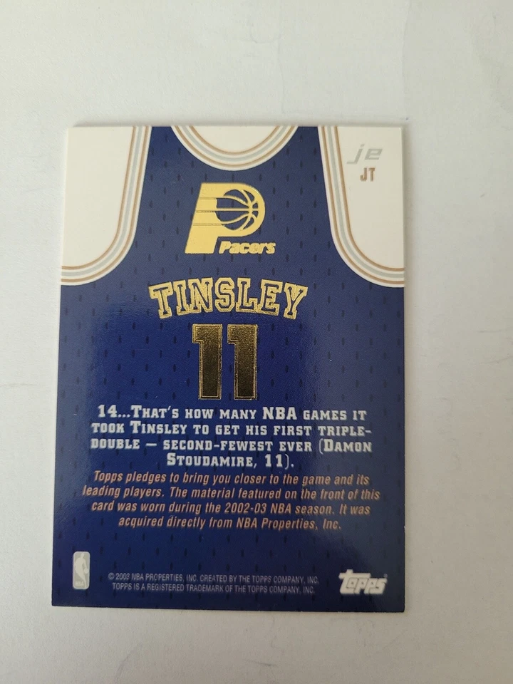 2008 TOPPS JERSEY EDITION GAME-USED MEMORABILIA JAMAAL TINSLEY JE-JT CARD - Image 2 of 2