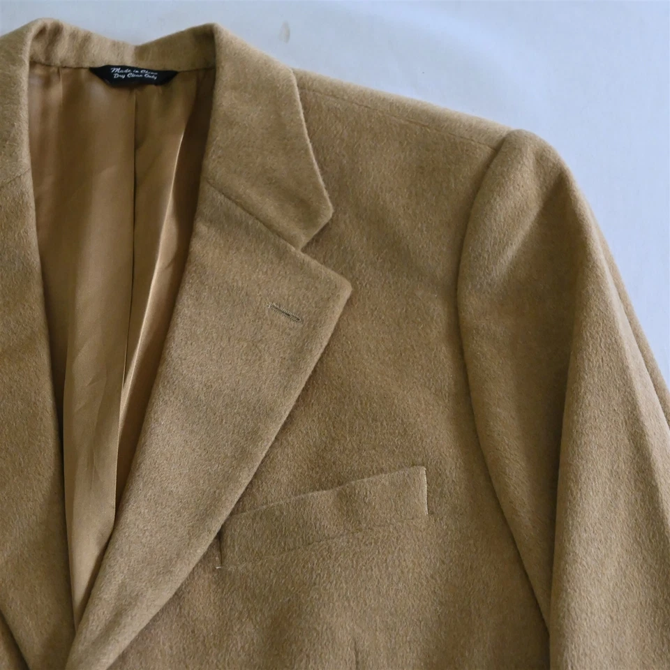 Bill Blass 42S 米色 100% 骆驼毛法兰绒男式西装夹克外套 — 第 2/4 张图片