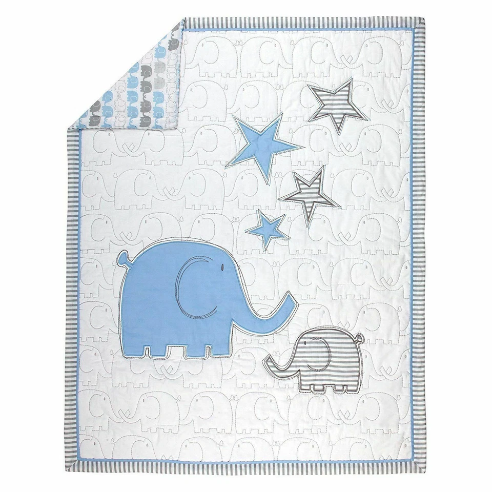 Juego de cuna Zutano Elefant Blau 7 piezas (incluido móvil) - blanco/azul/gris Foto 4 de 4