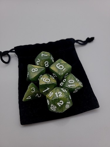 Set Di 7 Dadi Per Giochi Di Ruolo (RPG) - Verde Opaco D4 D6 D8 D10 D12 D20 D00-90 - Foto 5