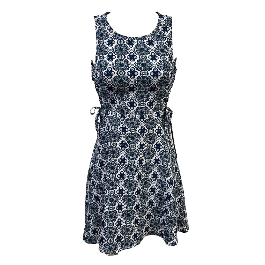 Divided Womens A Line Dress Multicolor Medallion Stretch Mini Sleeveless 2