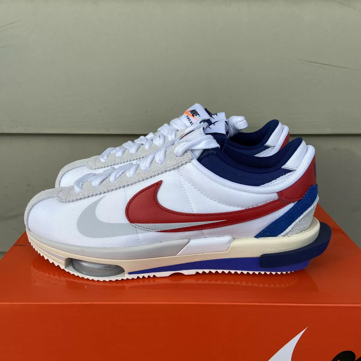 Nike Zoom Cortez SP sacai SIZE 10 White University Red Blue DQ0581-100 Men  Snkrs