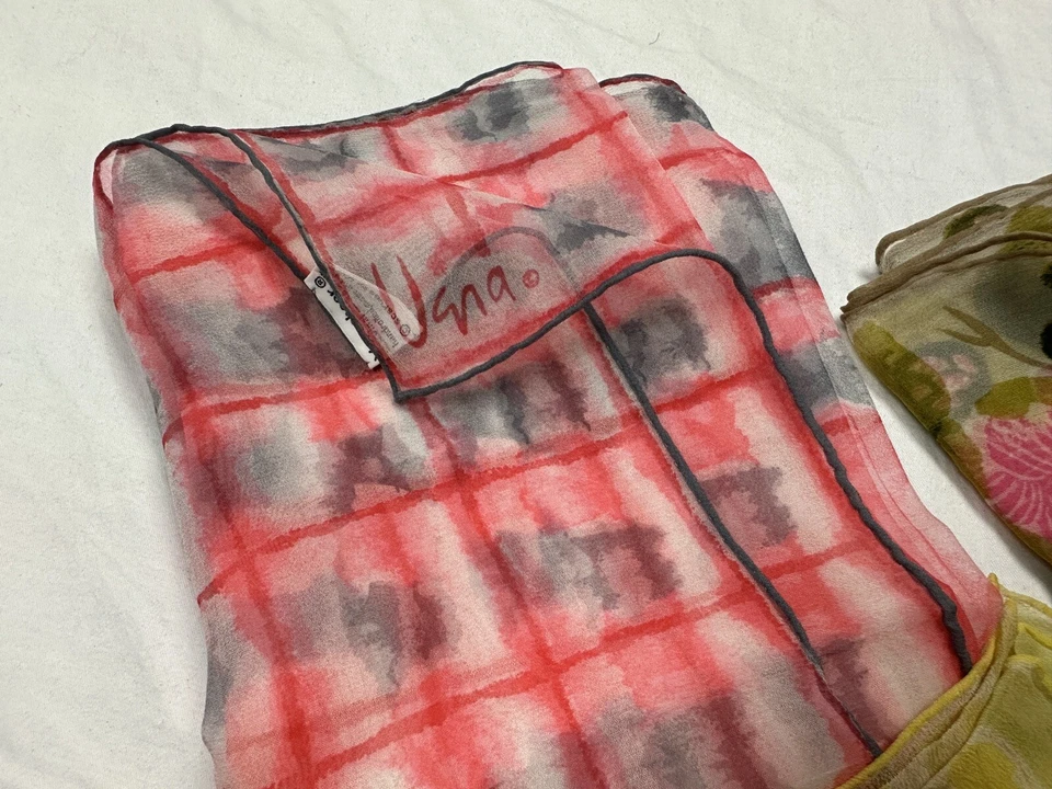 Vtg 60s 70s Vera Sheer Scarf Neumann Silk Nylon Colorful Bright Groovy Mod Red - Image 2 of 4