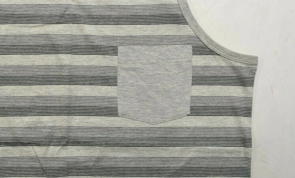 Nixon MONIKER TANK Black Heather Gray Striped Chest Pocket Men's Tank Top - Image 2 of 3
