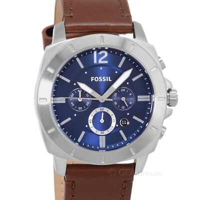 Leather The Horse Blackout Watch FOSSIL Flynn Mens Gold