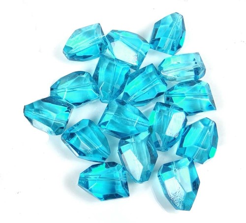 Cuentas pepitas de cristal azul Capri facetadas de 19x14 mm (12 piezas) - Imagen 3 de 3