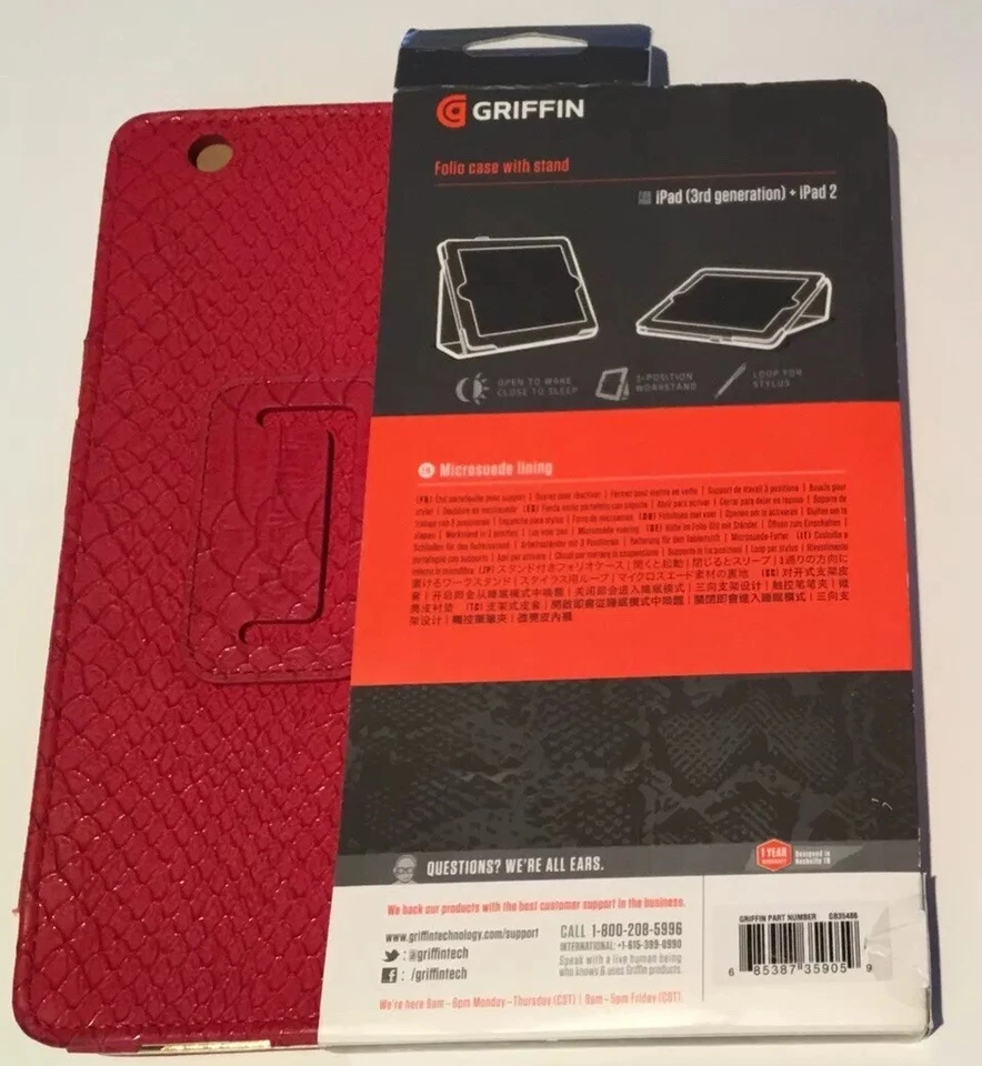 NIP~GRIFFIN~MOXY FOLIO-IPAD CASE WITH STAND~RED - Image 2 of 2