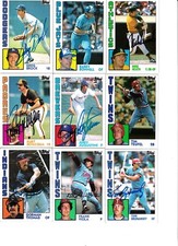 8 signed 1984 Topps cards Tom Brunansky Tim Teufel RC Frank Viola Mike Heath COA