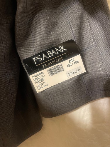 NWT Jos A Banks Traveler Gray wool suit Size 46 - 第 2/8 張圖片
