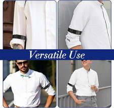 4pcs Sleeve Garters For Men Women, Unisex Black Elastic Arm Band Anti-Slip Sl...