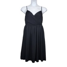 Banana Republic Womens Black Pleated Crossover Front Dress Size 10 NWT