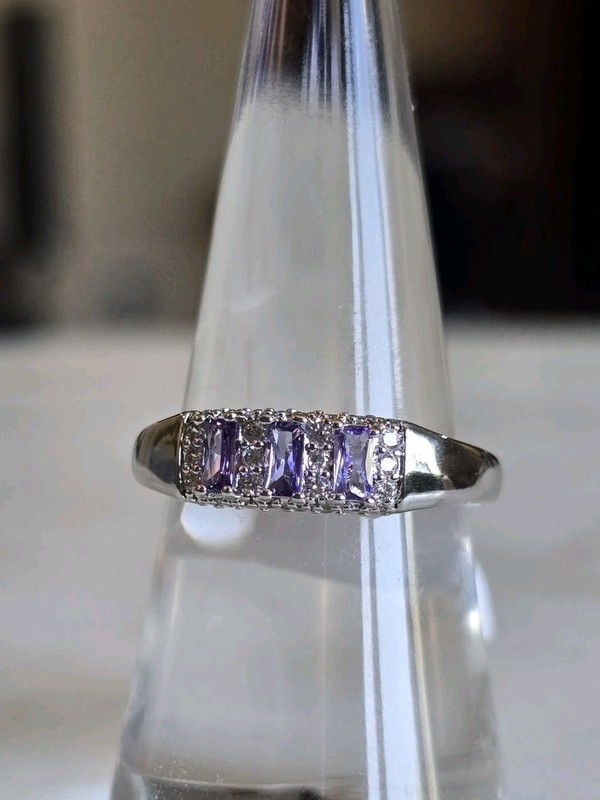 Bomb Party OG Ring Size 8 RBP5663 "Peaceful Beauty" Violet CZ on Rhodium 