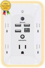 Outlet Extender with Night Light Multi Plug Wall Outlet Surge Protector Multiple