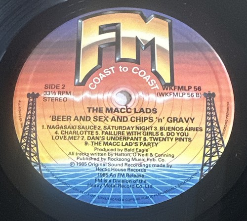 The Macc Lads - Beer & Sex & Chips N Gravy Lp Vinyl Record EX / VG+ - Imagen 5 de 6