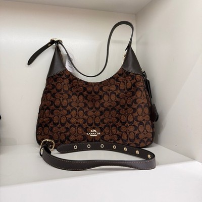 NEW Coach Ella Shoulder Bag In Signature Chenille CCE49 Gold/Truffle