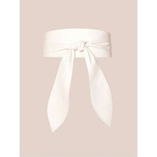 Women's  Obi belt Wide Vegan Leather corset knotted with bow at the waist  white