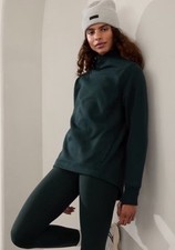 Athleta Cozy Karma Twist Neck Sweatshirt Cypress Green Large Funnel