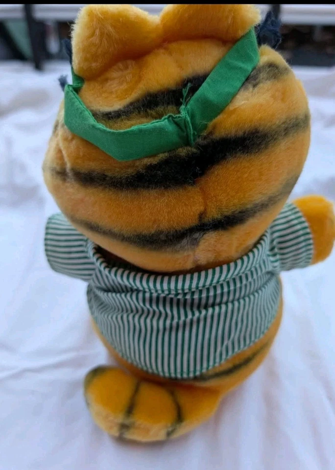 Raro 1981 Dakin Peluche Garfield en Rayas Verdes McDonalds Uniforme de Empleado Foto 3 de 4