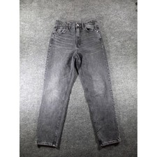 Zara Womens High Rise Straight Leg Jeans Washed Black Denim Size 6 EUR 38