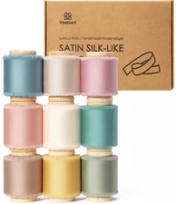 Silk Satin Ribbon 1-1/2 Inch x 45 Yard Wooden Spool Assorted Color Handmade F...