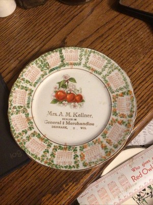 7.25  KELLNER GENERAL MERCHANDISE DENMARK WIS ADVERTISING PLATE WI WISCONSIN