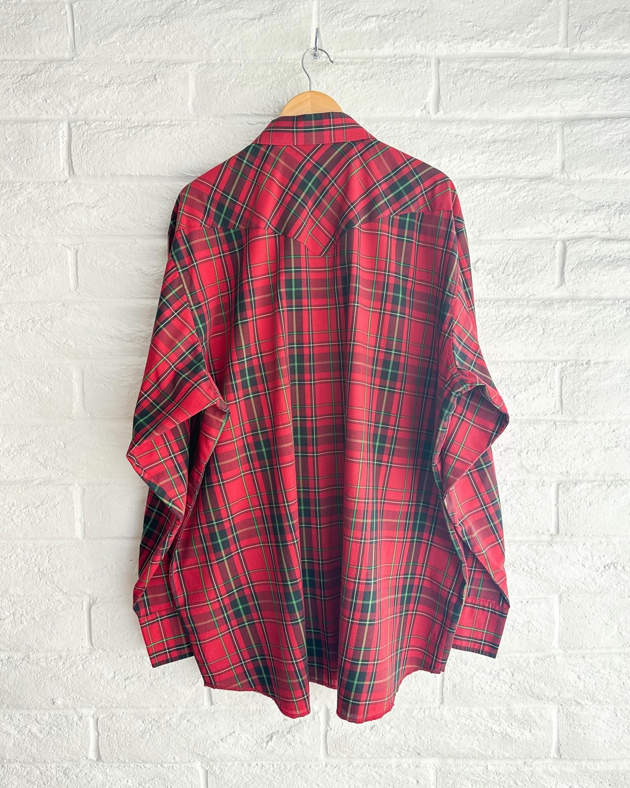 Vintage 90s Rustler X Long Tails Western Shirt Red Plaid Men's 3XL Tall image 4
