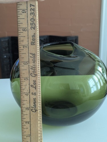 Vtg Green DROP VASE Mid Century Modern Sculptural Holmegaard Style Irregular Art - Picture 21 of 23
