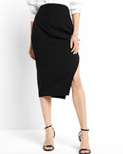 NWT Express Stylist Super High Waisted Side Slit Midi Pencil Skirt Black 8