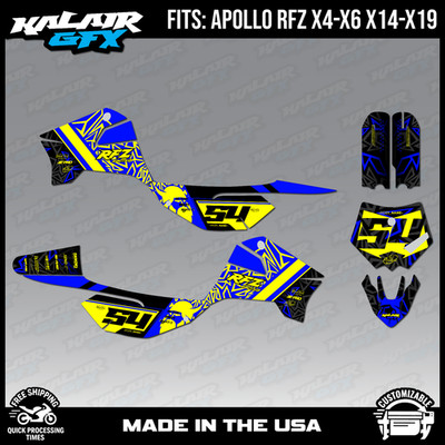 Graphics Kit for Apollo RFZ X4 X5 X6, X14 to X19 Cyrus Series - Blue