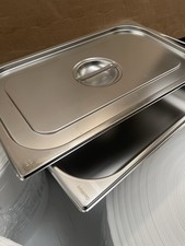 Genware Stainless Steel Catering Serving Trays with Lids Set Of 6