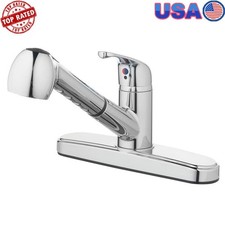 Pull-Out Kitchen Faucet Single Handle Sprayer Chrome Finish Easy Install Home