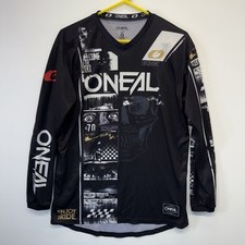 O'Neal Element Jersey MX Motocross Shirt Men's Medium Black Graphic Skull Ride