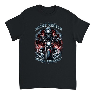 Biker T-Shirt Herren Motorrad Skull Chopper Meine Regeln Meine Freiheit Geschenk