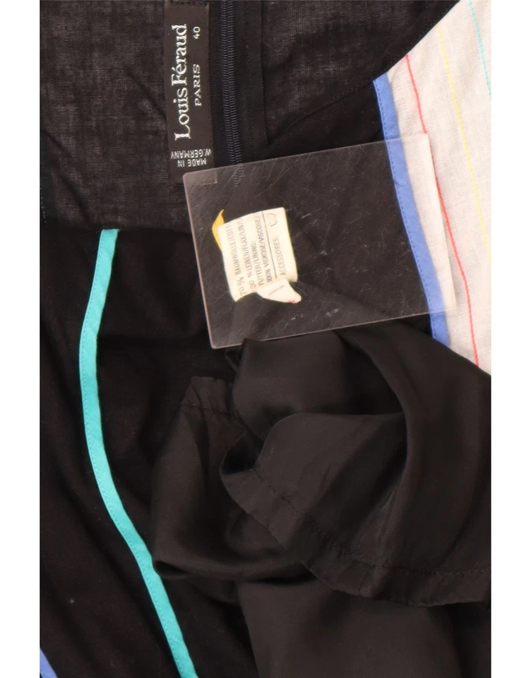 Vestido para mujer LOUIS FERAUD línea A EU 40 mediano negro a rayas algodón DV46 Foto 3 de 3